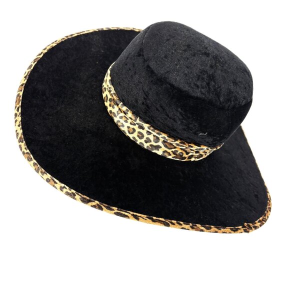 70’s Style Blk Panne Velvet Pimp Big Daddy Hat Vtg - Picture 1 of 12